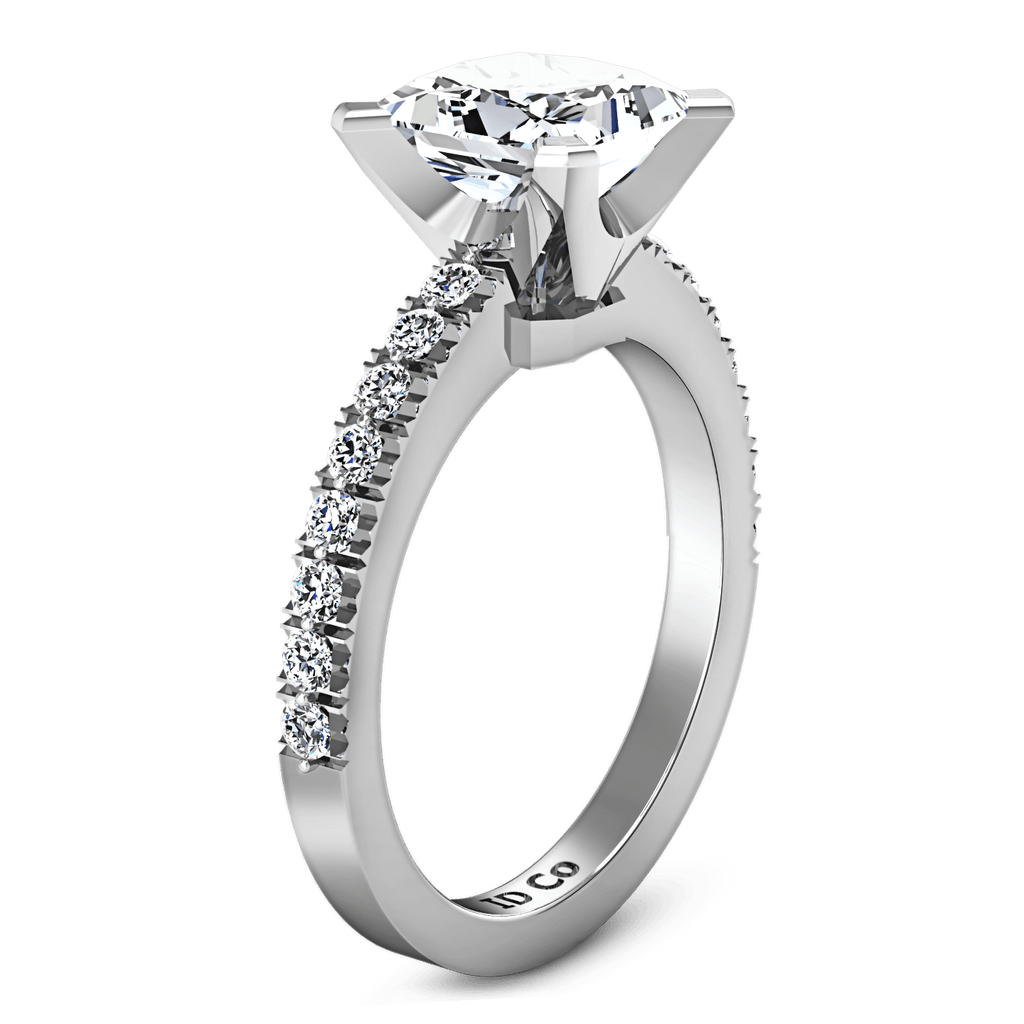Pave Princess Cut Diamond Engagement Ring Prima 14K White Gold engagement rings imaginediamonds 