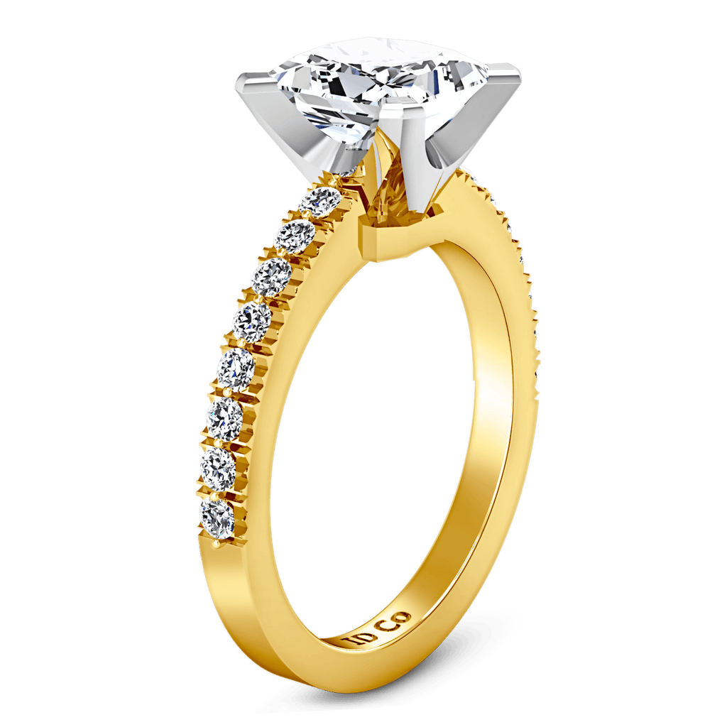 Pave Princess Cut Engagement Ring Prima 14K Yellow Gold engagement rings imaginediamonds 