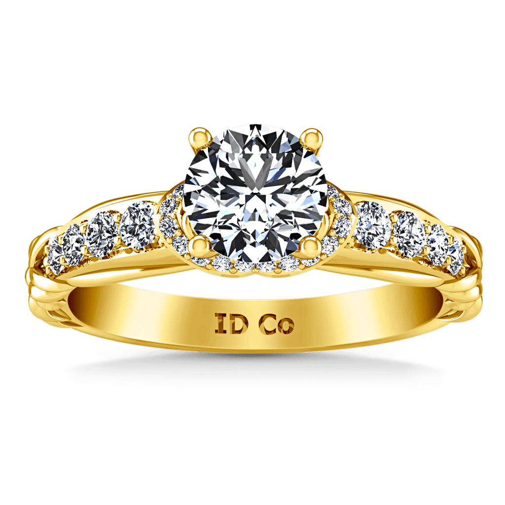 Pave Diamond EngagementRing Flora 14K Yellow Gold engagement rings imaginediamonds 