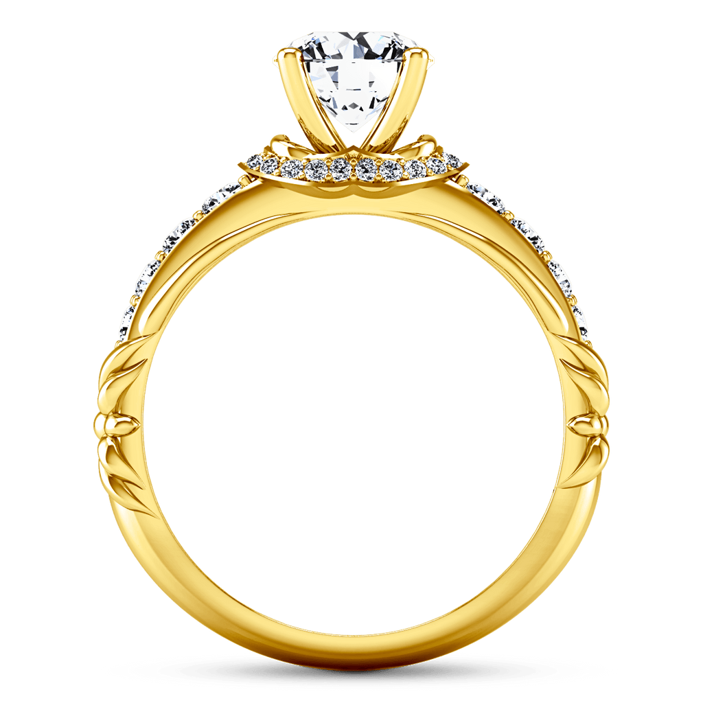 Pave Diamond EngagementRing Flora 14K Yellow Gold engagement rings imaginediamonds 