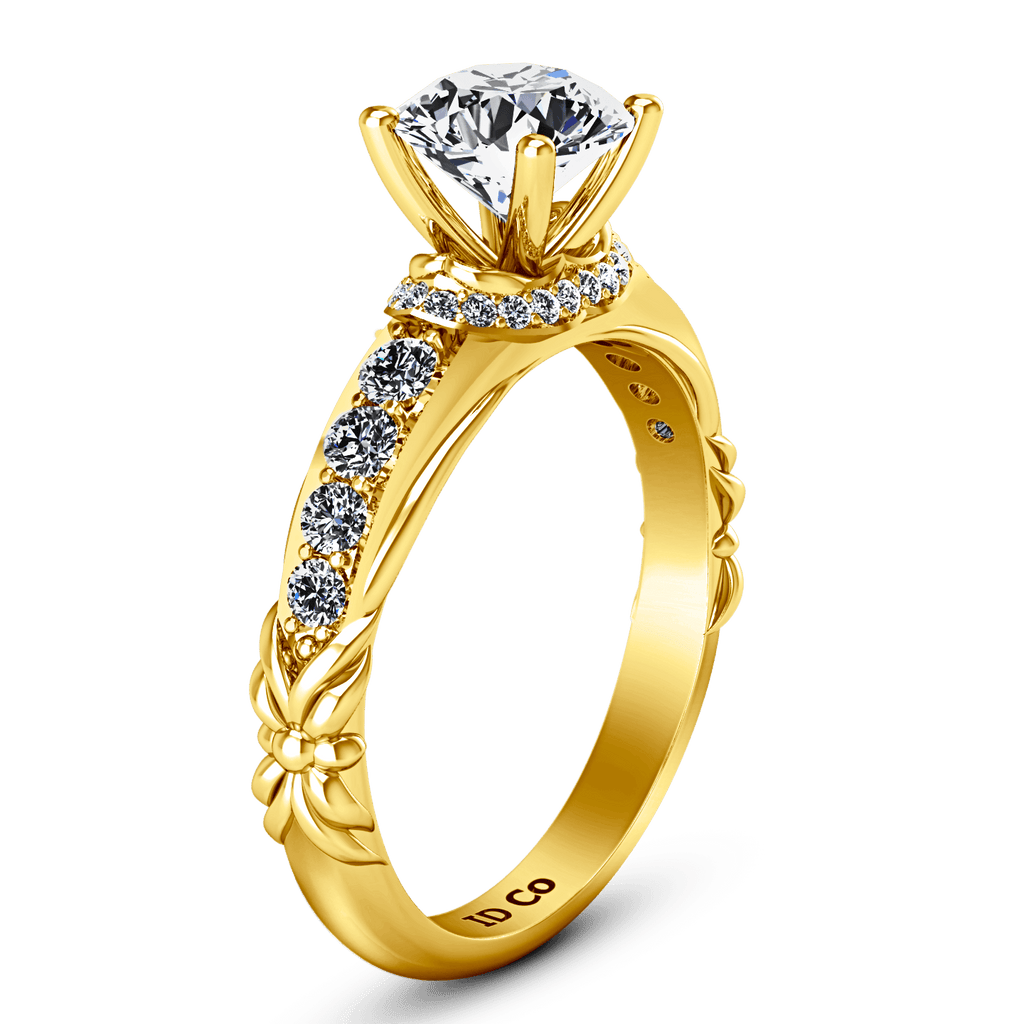 Pave Diamond EngagementRing Flora 14K Yellow Gold engagement rings imaginediamonds 