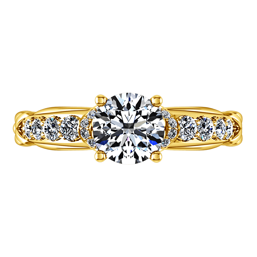 Pave Diamond EngagementRing Flora 14K Yellow Gold engagement rings imaginediamonds 