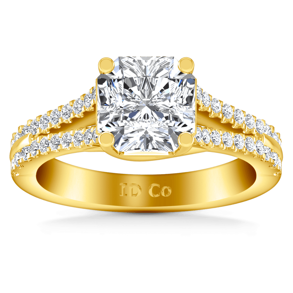 Pave Cushion Cut Engagement Ring Dahlia 14K Yellow Gold engagement rings imaginediamonds 
