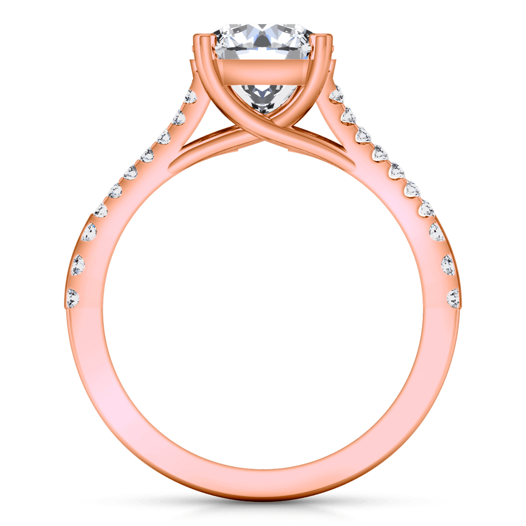 Pave Diamond Cushion Cut Engagement Ring Dahlia 14K Rose Gold engagement rings imaginediamonds 
