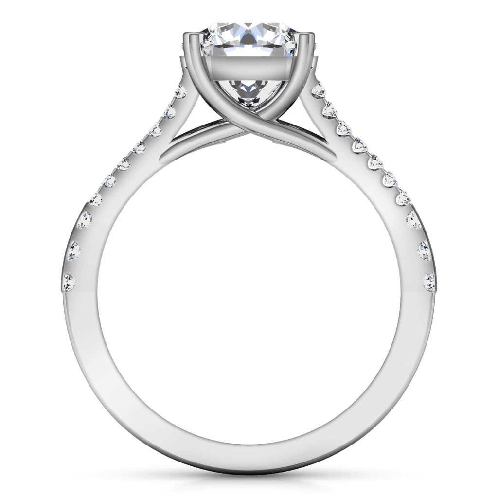 Pave Cushion Cut Diamond Engagement Ring Dahlia 14K White Gold engagement rings imaginediamonds 