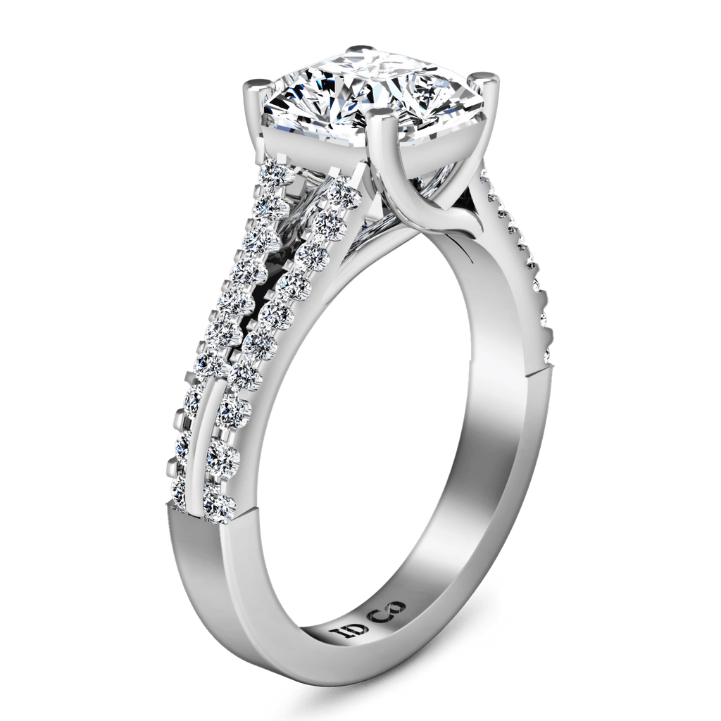 Pave Cushion Cut Diamond Engagement Ring Dahlia 14K White Gold engagement rings imaginediamonds 