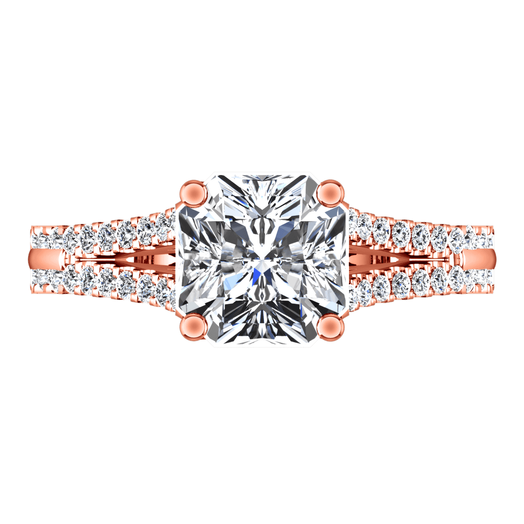 Pave Diamond Cushion Cut Engagement Ring Dahlia 14K Rose Gold engagement rings imaginediamonds 