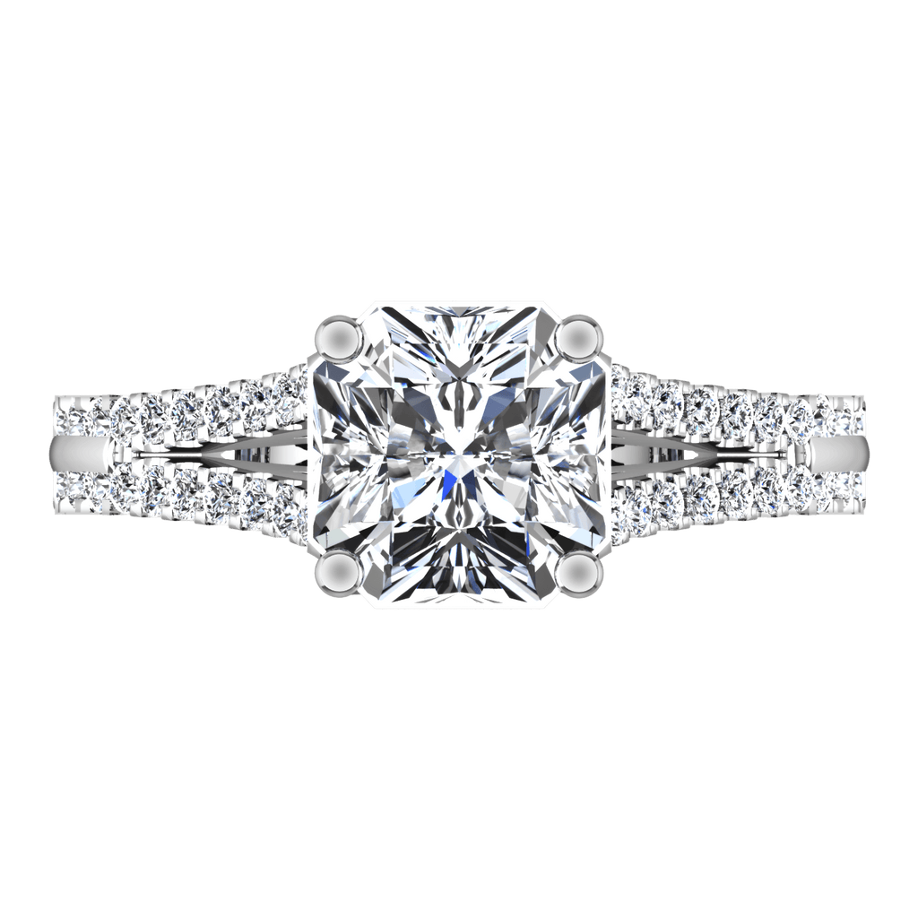 Pave Cushion Cut Diamond Engagement Ring Dahlia 14K White Gold engagement rings imaginediamonds 