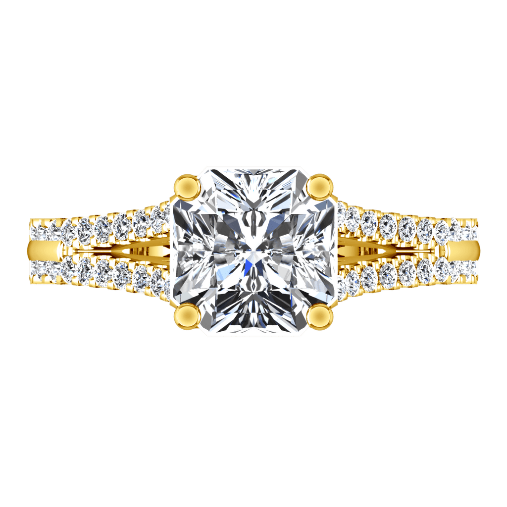Pave Cushion Cut Engagement Ring Dahlia 14K Yellow Gold engagement rings imaginediamonds 