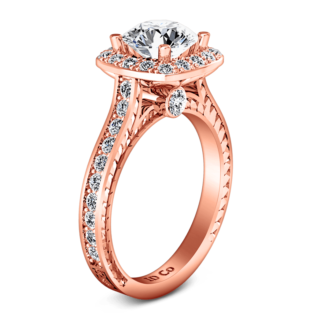 Halo Diamond Engagement Ring Heather 14K Rose Gold engagement rings imaginediamonds 