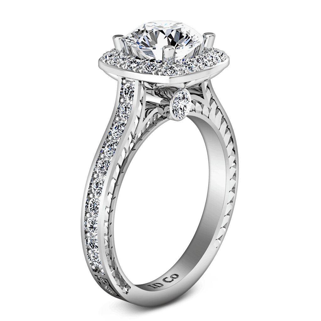 Round Diamond Halo Engagement Ring Heather 14K White Gold engagement rings imaginediamonds 