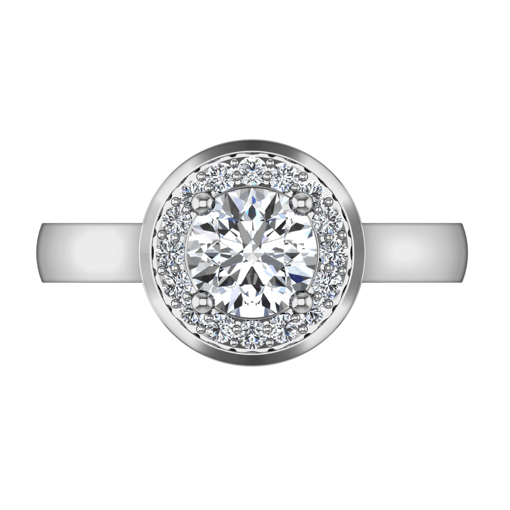 Round Diamond Halo Engagement Ring Erica 14K White Gold engagement rings imaginediamonds 