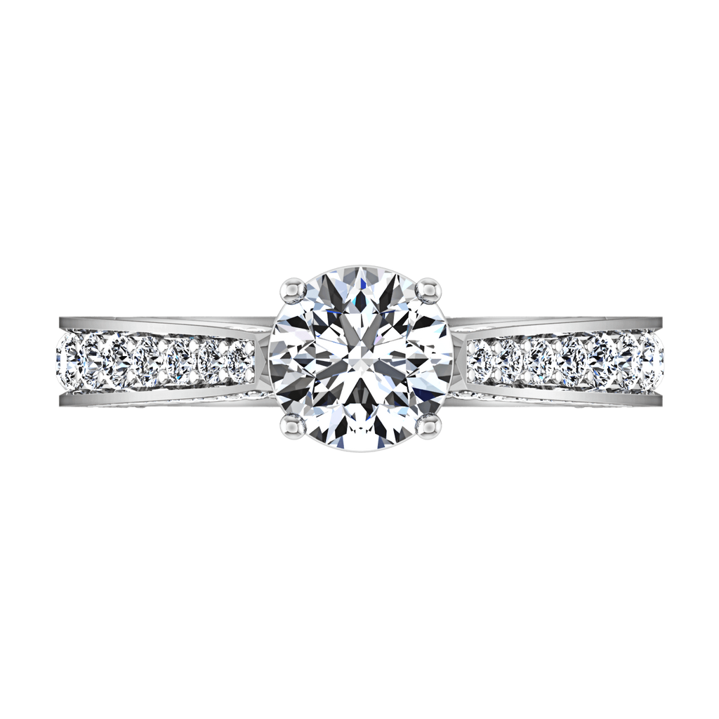 Round Diamond Pave Engagement Ring Elizabeth 14K White Gold engagement rings imaginediamonds 