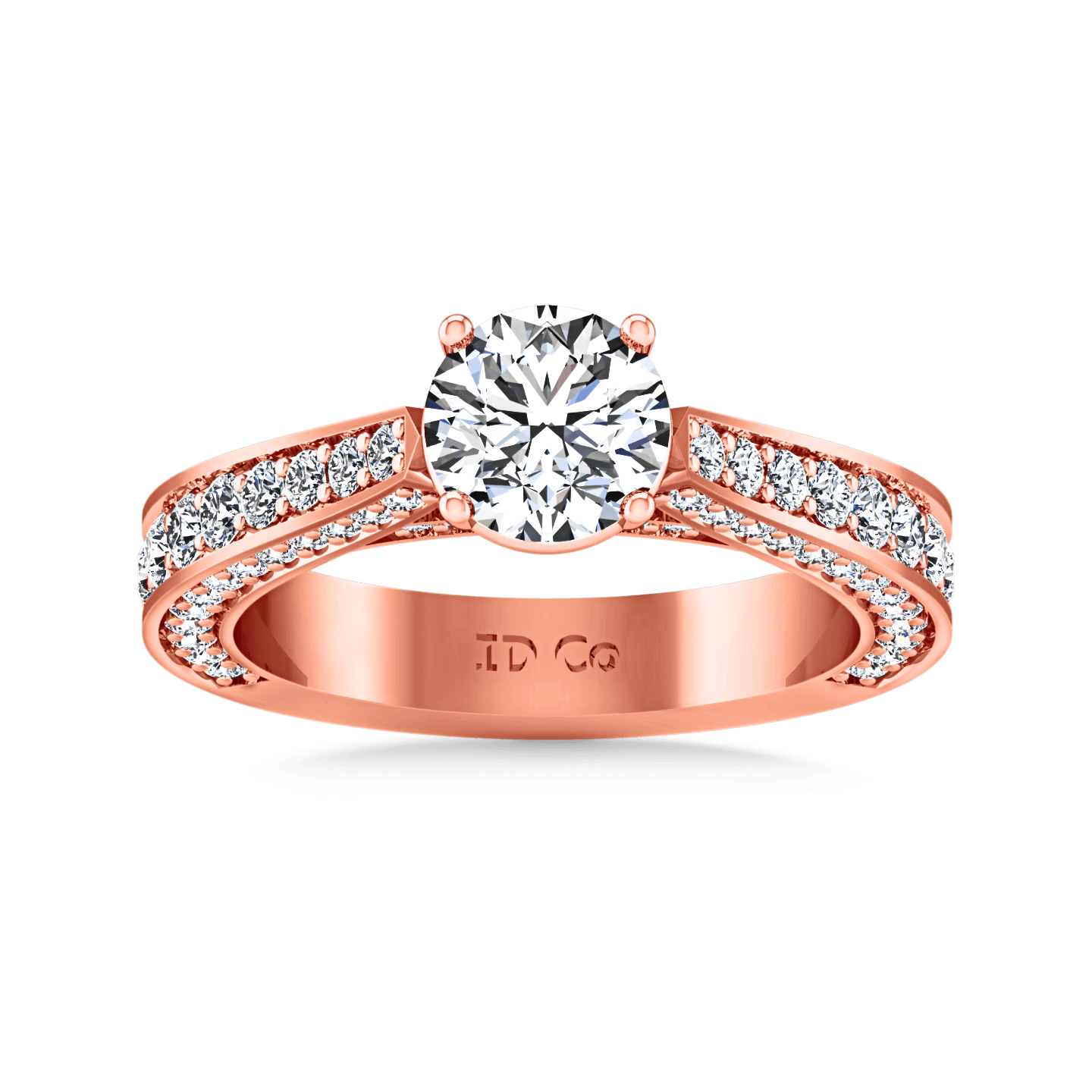 Bague De Fiançailles En Or Rose 14 Carats Avec Diamants Pavés Elizabeth, image size:1440x1440