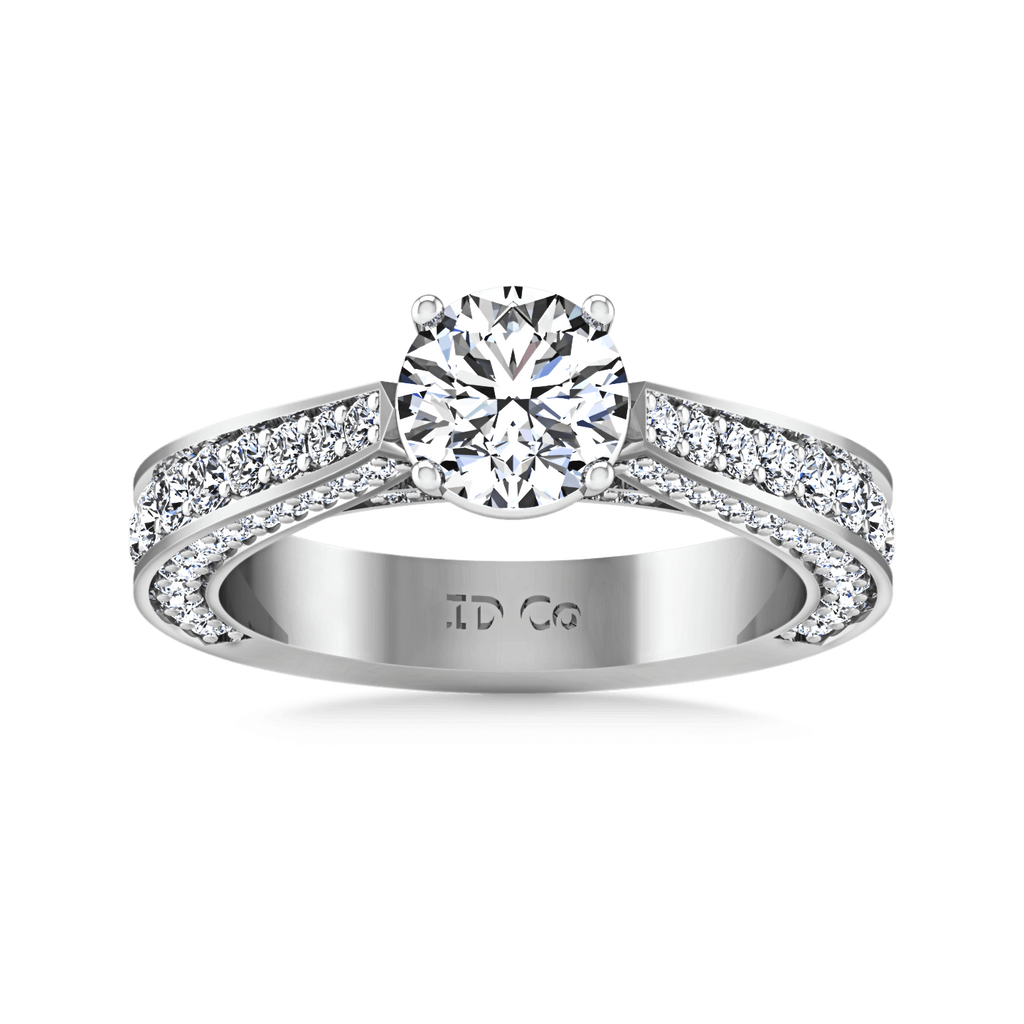 Round Diamond Pave Engagement Ring Elizabeth 14K White Gold engagement rings imaginediamonds 