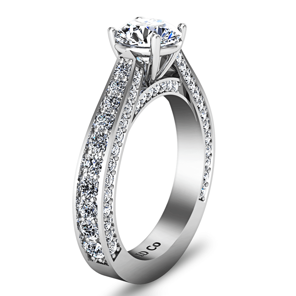 Round Diamond Pave Engagement Ring Elizabeth 14K White Gold engagement rings imaginediamonds 