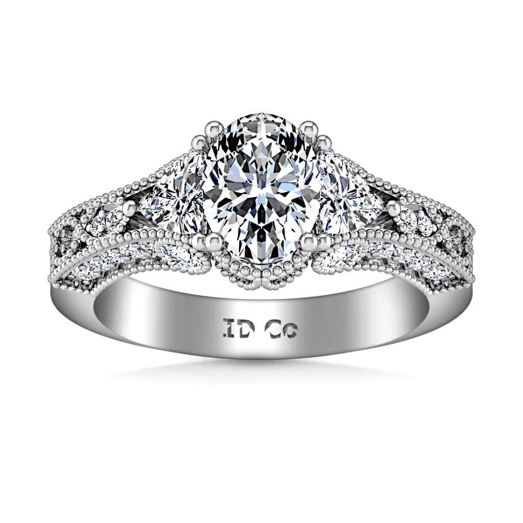 Pave Oval Diamond Engagement Ring Heritage 14K White Gold engagement rings imaginediamonds 