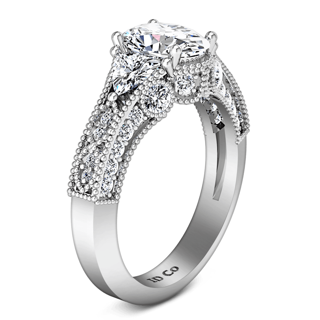 Pave Oval Diamond Engagement Ring Heritage 14K White Gold engagement rings imaginediamonds 