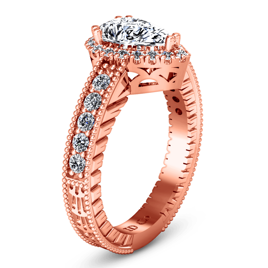 Halo Diamond Engagement Ring Candence 14K Rose Gold engagement rings imaginediamonds 