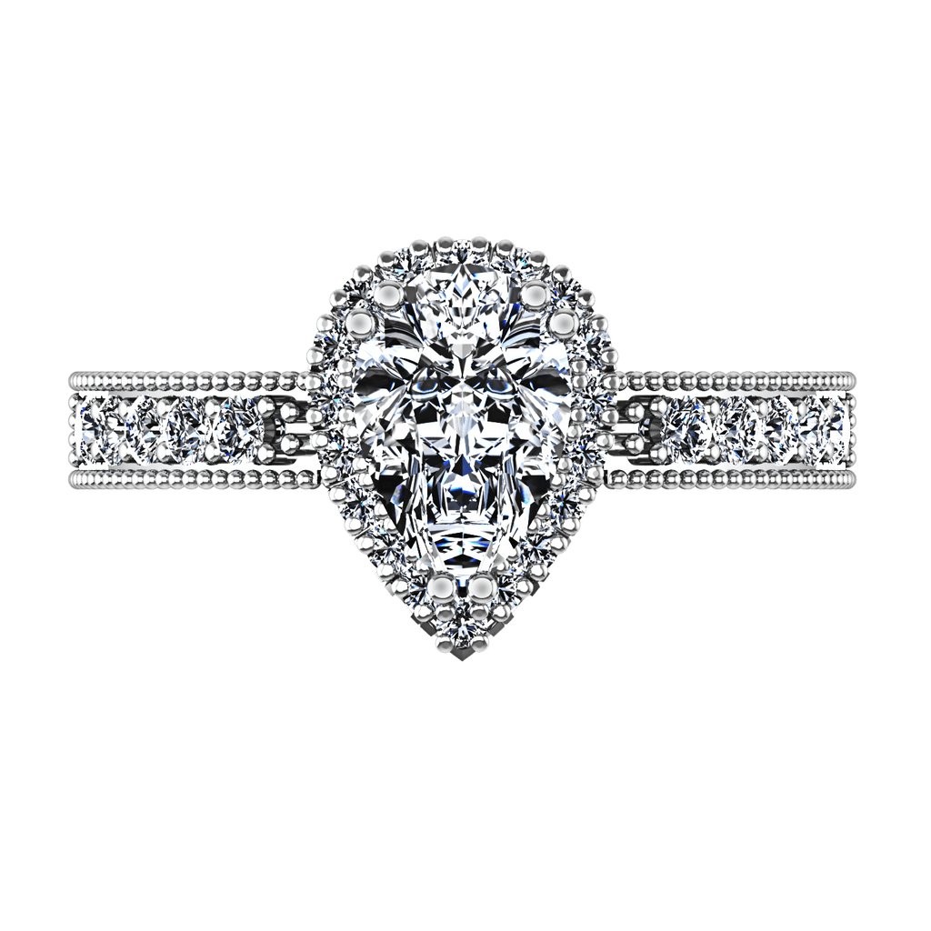 Halo Pear Diamond Engagement Ring Candence 14K White Gold engagement rings imaginediamonds 