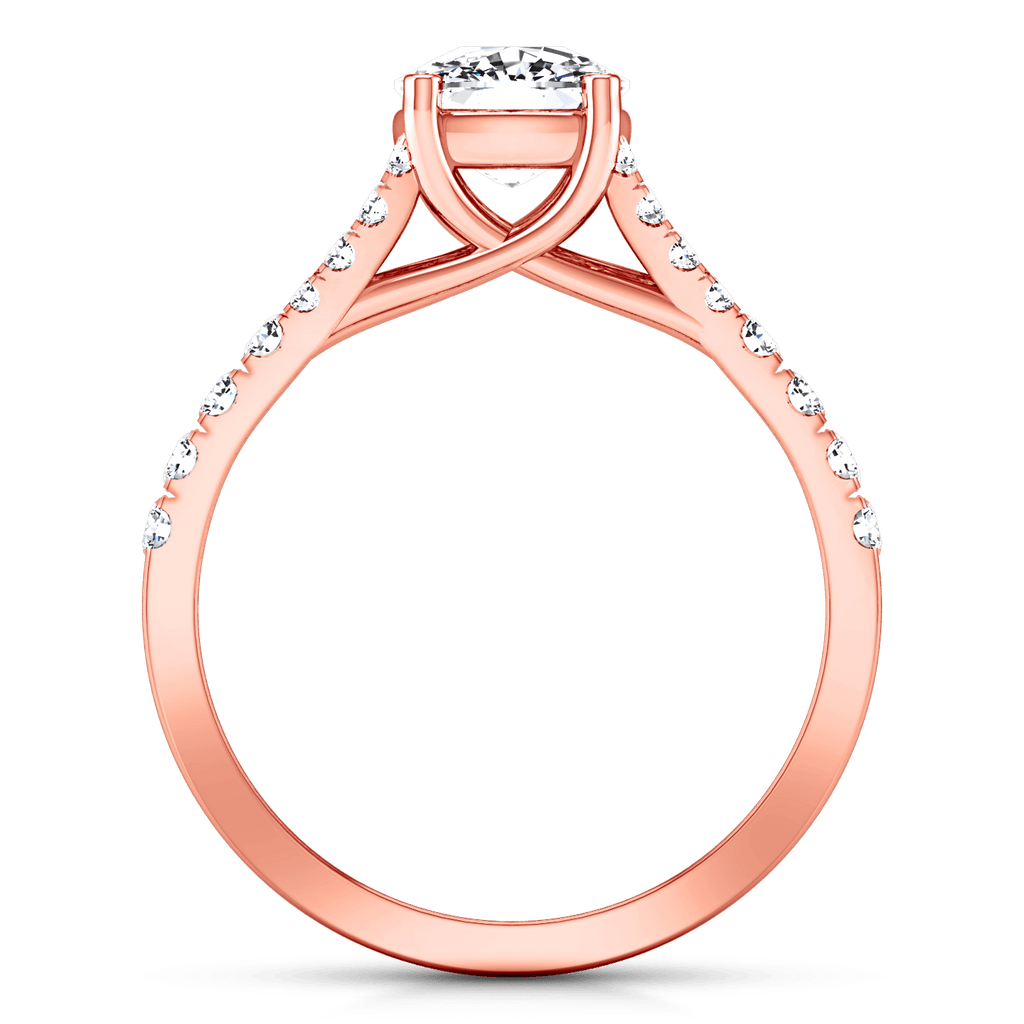 Pave Diamond Cushion Cut Engagement Ring Riverton 14K Rose Gold engagement rings imaginediamonds 