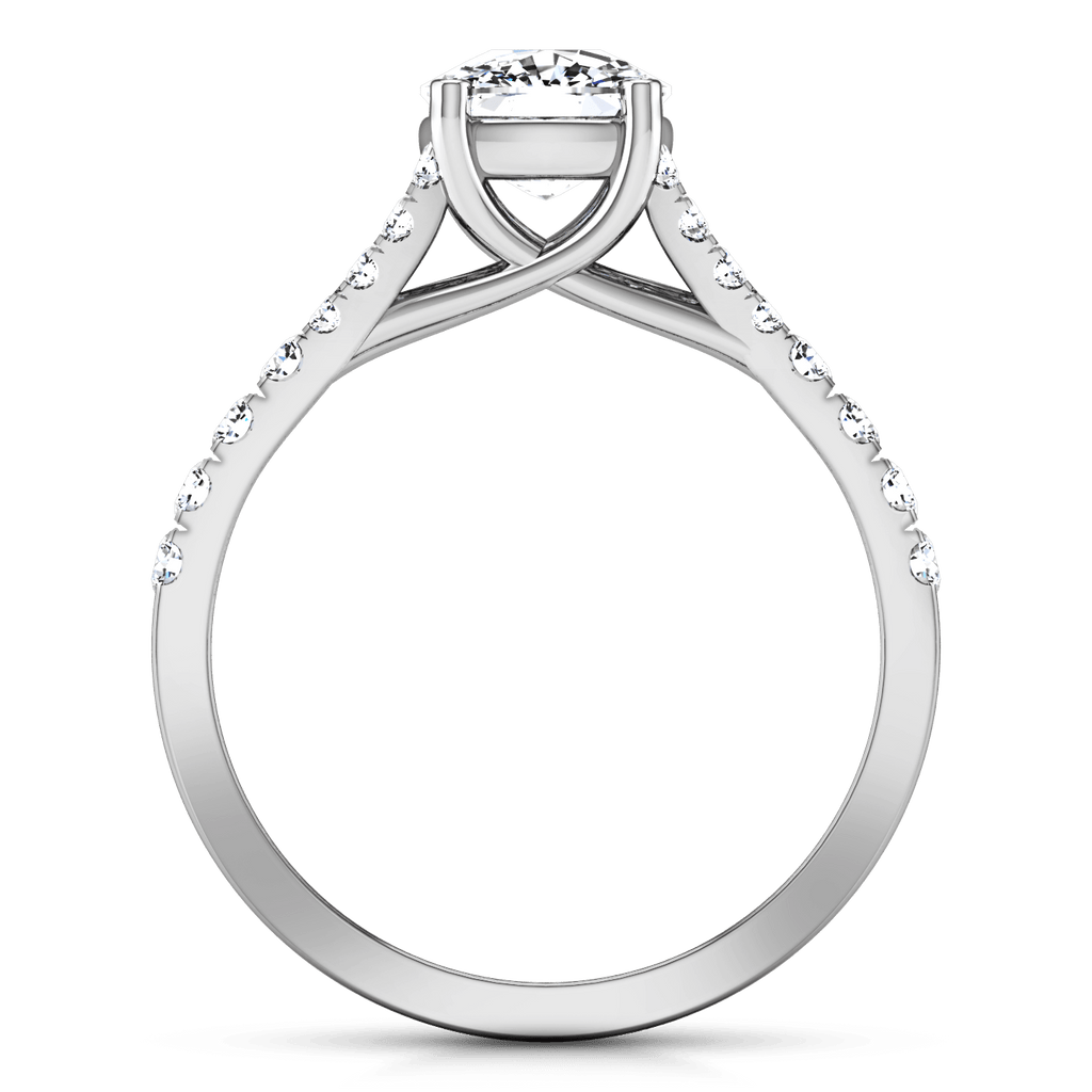 Pave Cushion Cut Diamond Engagement Ring Riverton 14K White Gold engagement rings imaginediamonds 