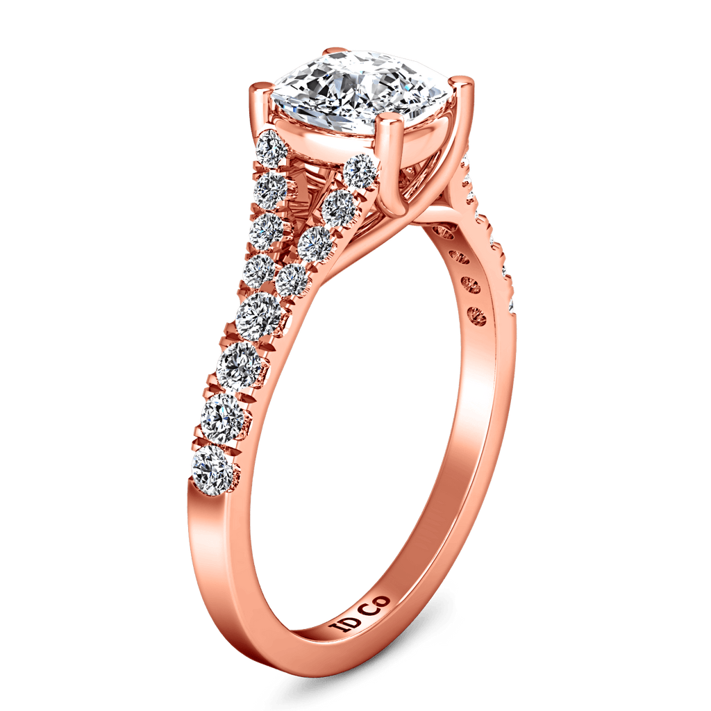 Pave Diamond Cushion Cut Engagement Ring Riverton 14K Rose Gold engagement rings imaginediamonds 