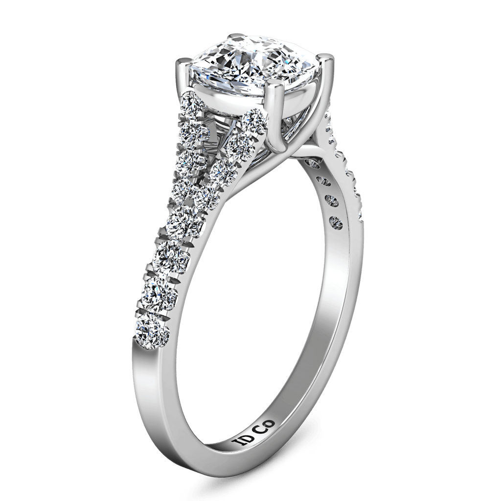 Pave Cushion Cut Diamond Engagement Ring Riverton 14K White Gold engagement rings imaginediamonds 