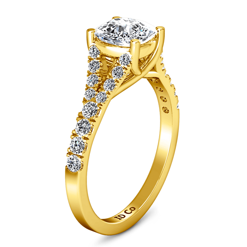 Pave Cushion Cut Engagement Ring Riverton 14K Yellow Gold engagement rings imaginediamonds 