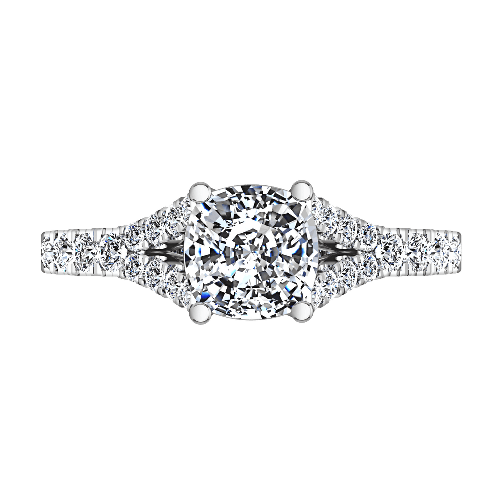 Pave Cushion Cut Diamond Engagement Ring Riverton 14K White Gold engagement rings imaginediamonds 