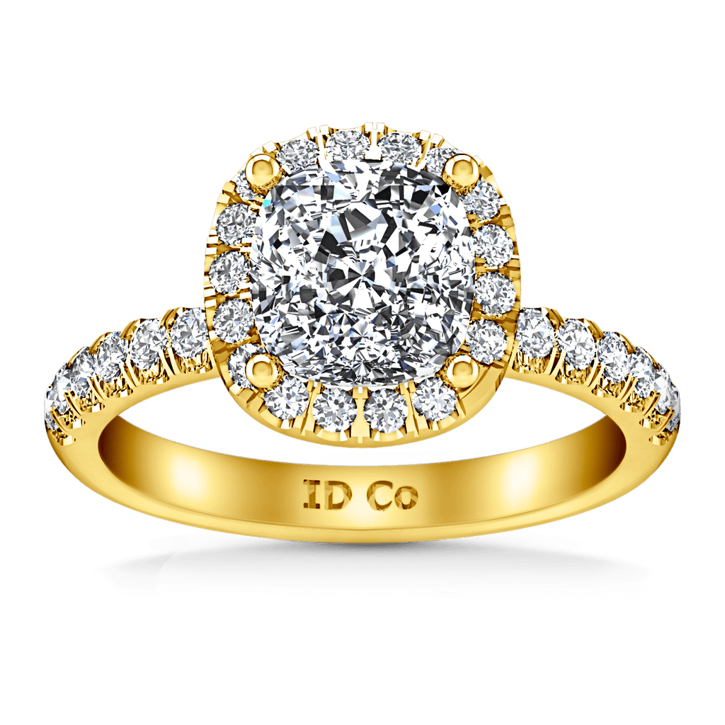 Halo Diamond Cushion Cut Engagement Ring Jessica 14K Yellow Gold engagement rings imaginediamonds 