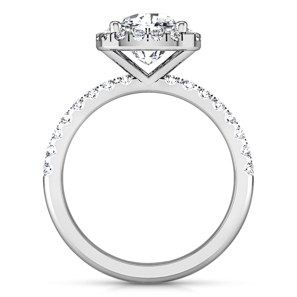 Halo Cushion Cut Diamond Engagement Ring Jessica 14K White Gold engagement rings imaginediamonds 