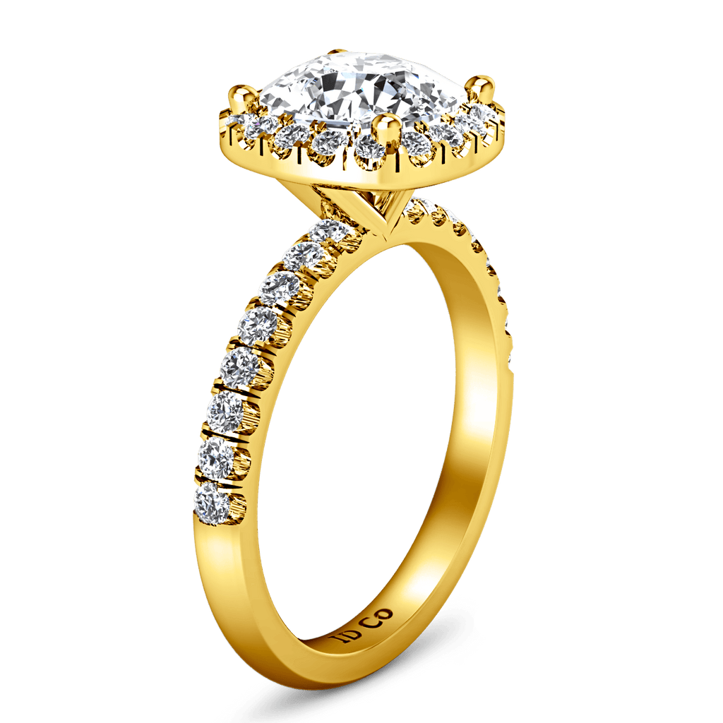 Halo Diamond Cushion Cut Engagement Ring Jessica 14K Yellow Gold engagement rings imaginediamonds 