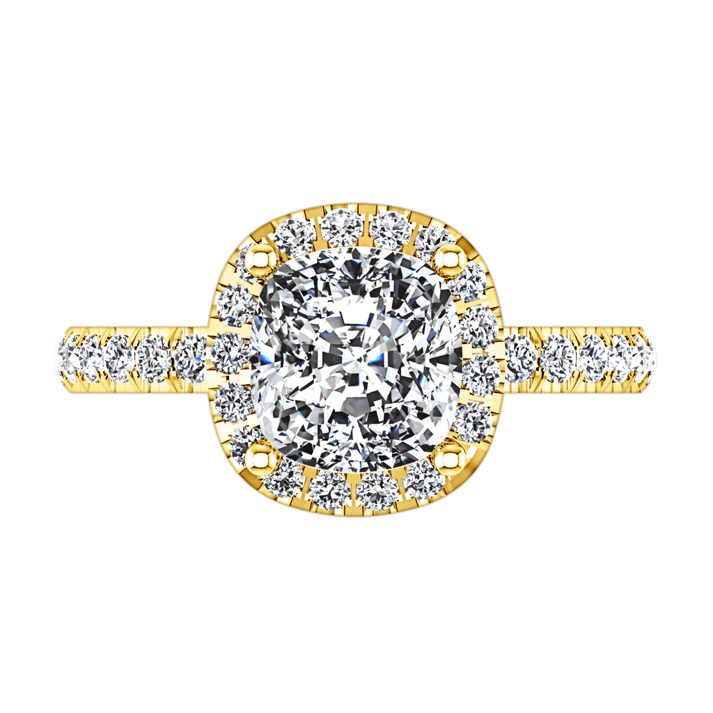 Halo Diamond Cushion Cut Engagement Ring Jessica 14K Yellow Gold engagement rings imaginediamonds 