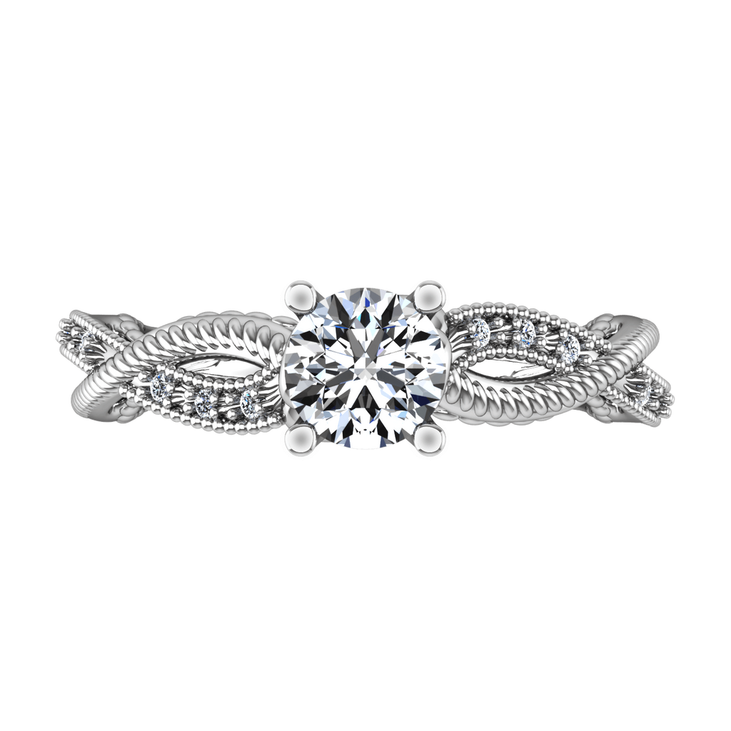 Round Diamond Pave Engagement Ring Maeve 14K White Gold engagement rings imaginediamonds 