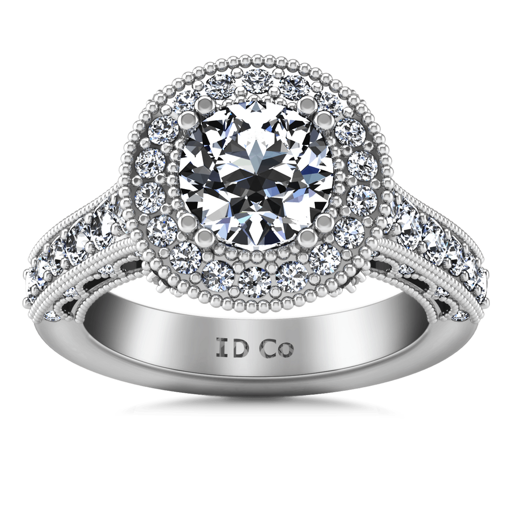 Round Diamond Halo Engagement Ring Angeline 14K White Gold engagement rings imaginediamonds 