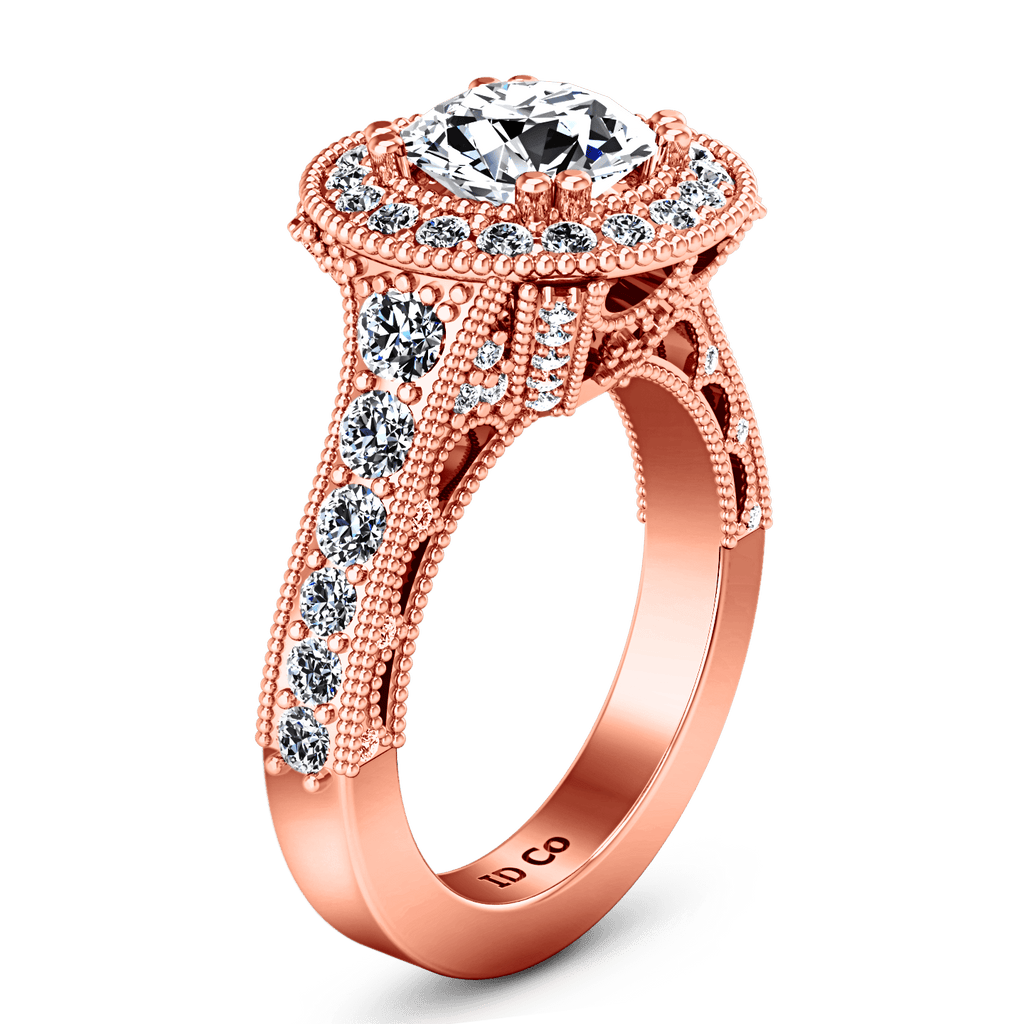 Halo Diamond Engagement Ring Angeline 14K Rose Gold engagement rings imaginediamonds 