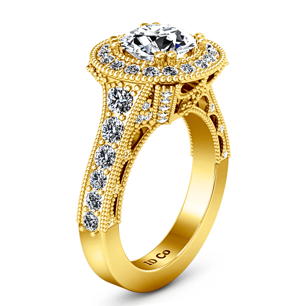 Halo Diamond Engagement Ring Angeline 14K Yellow Gold engagement rings imaginediamonds 
