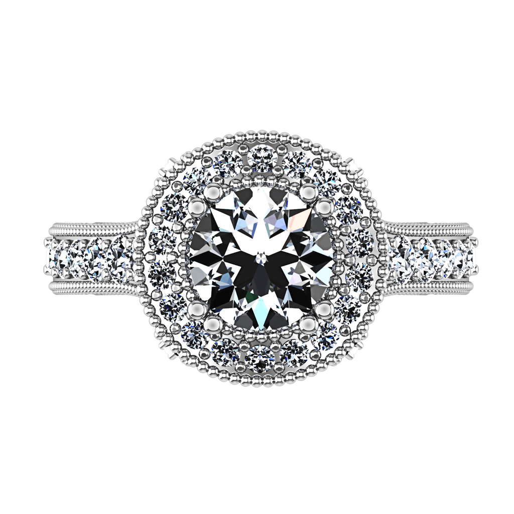 Round Diamond Halo Engagement Ring Angeline 14K White Gold engagement rings imaginediamonds 