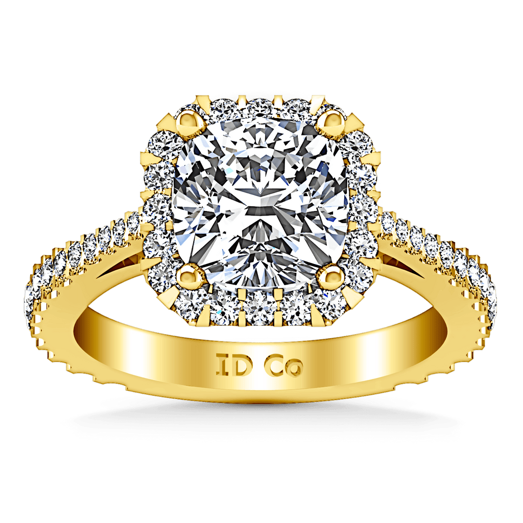 Halo Diamond Cushion Cut Engagement Ring Adalyn 14K Yellow Gold engagement rings imaginediamonds 