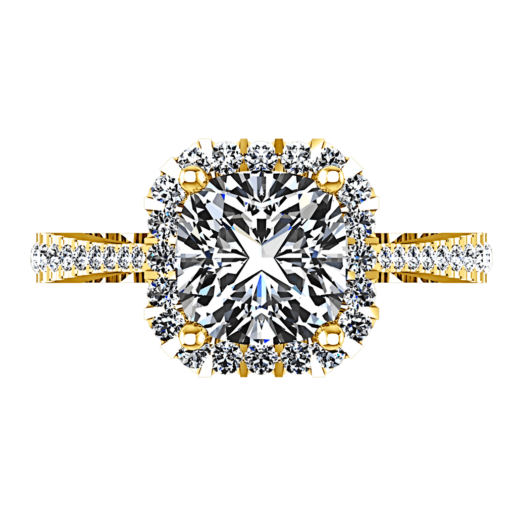 Halo Diamond Cushion Cut Engagement Ring Adalyn 14K Yellow Gold engagement rings imaginediamonds 