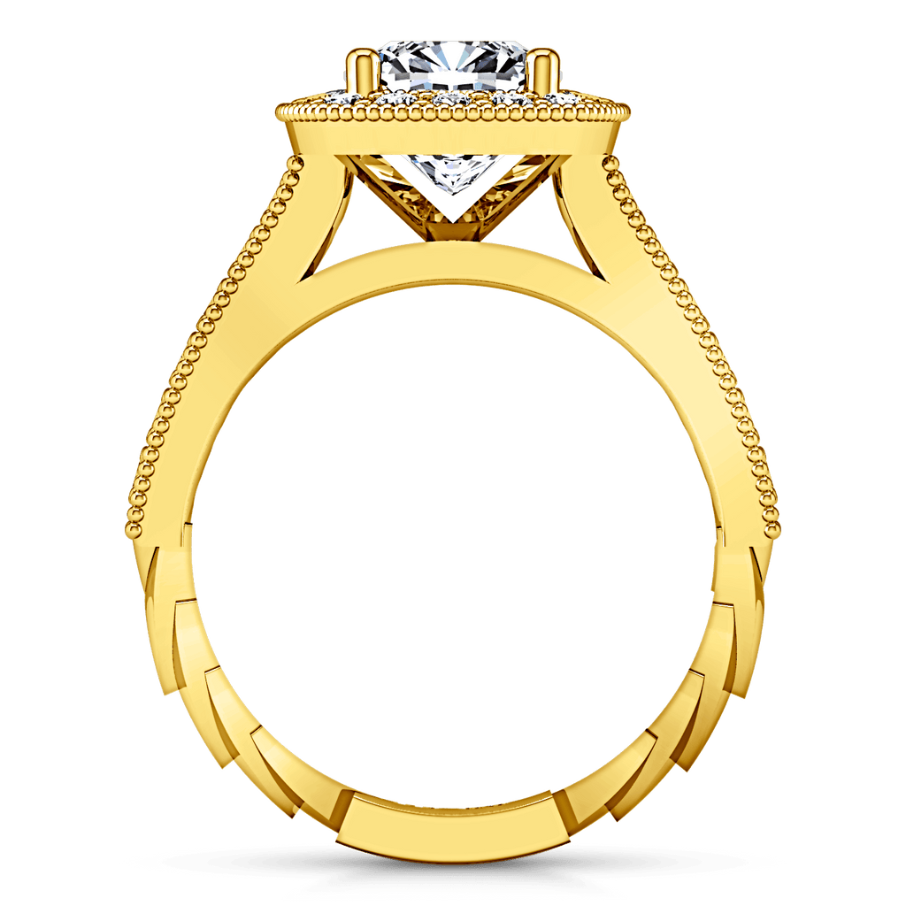 Halo Diamond Cushion Cut Engagement Ring Geneve 14K Yellow Gold engagement rings imaginediamonds 