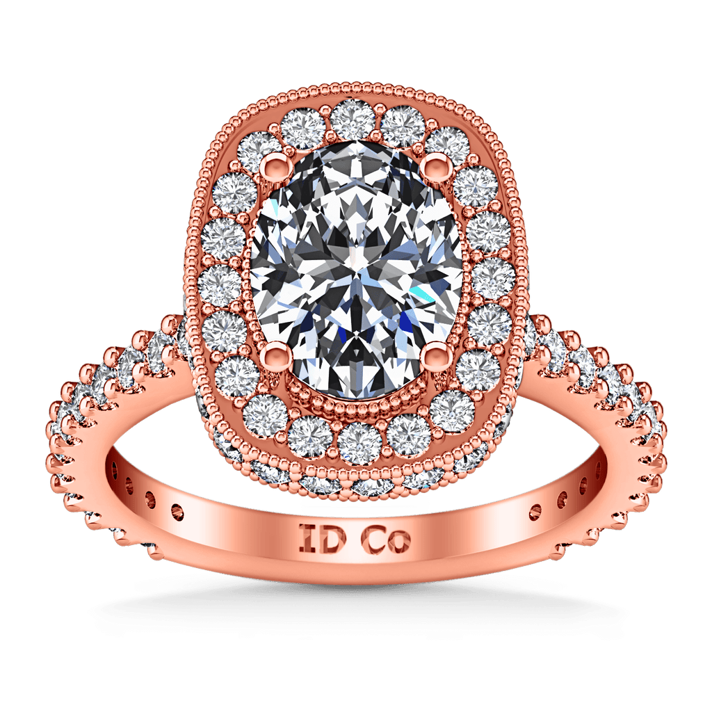 Halo Diamond Oval Engagement Ring Camille 14K Rose Gold engagement rings imaginediamonds 