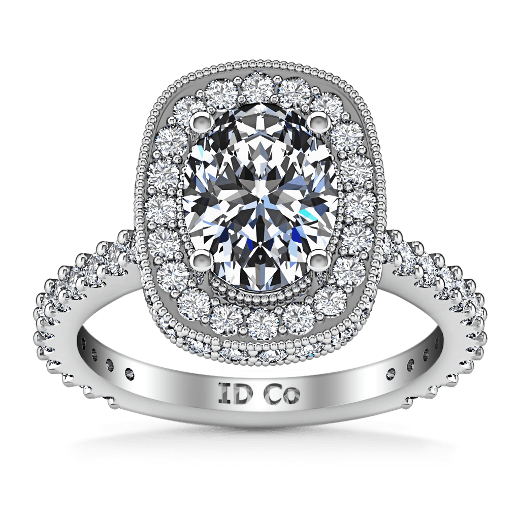 Halo Oval Diamond Engagement Ring Camille 14K White Gold engagement rings imaginediamonds 