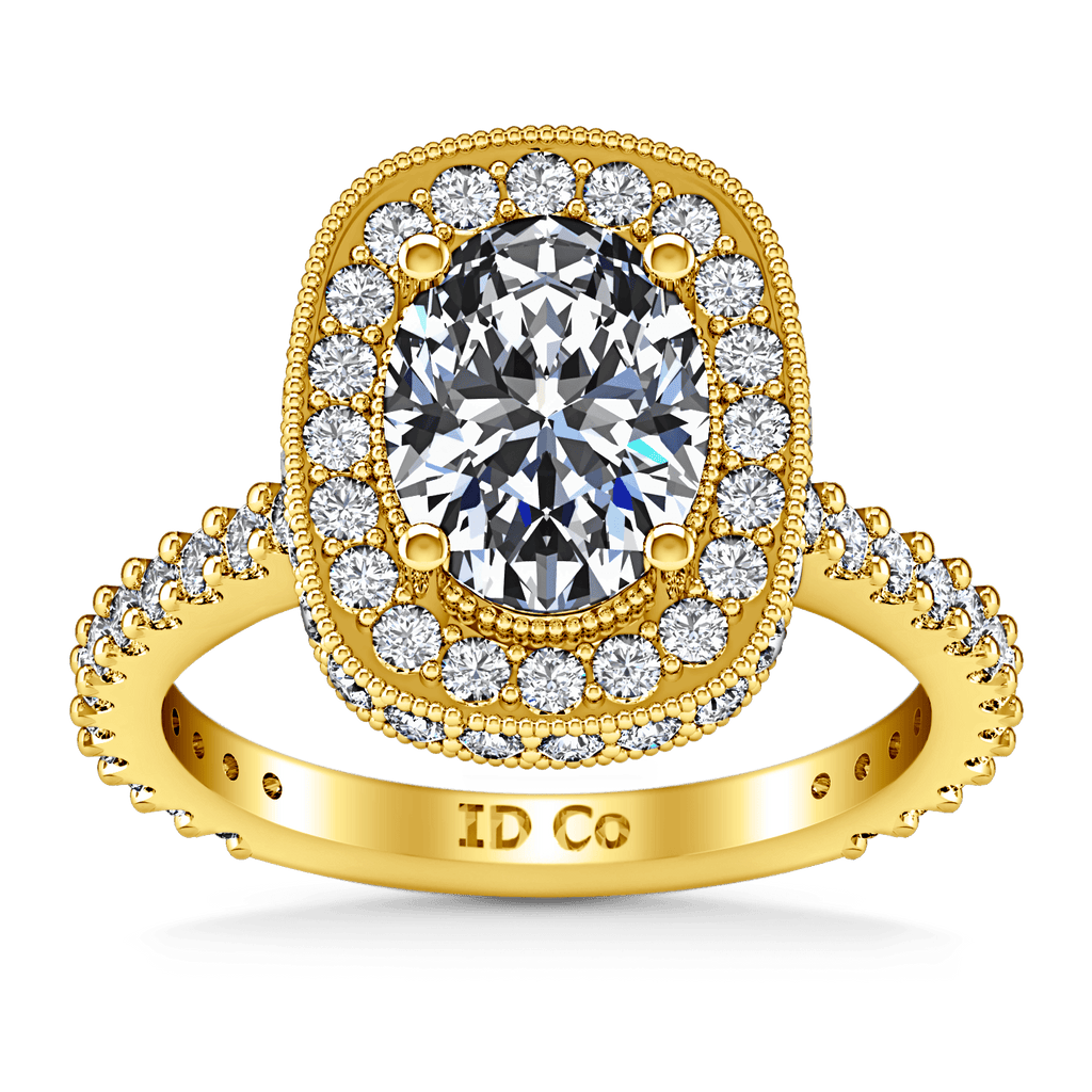 Halo Diamond Oval Engagement Ring Camille 14K Yellow Gold engagement rings imaginediamonds 