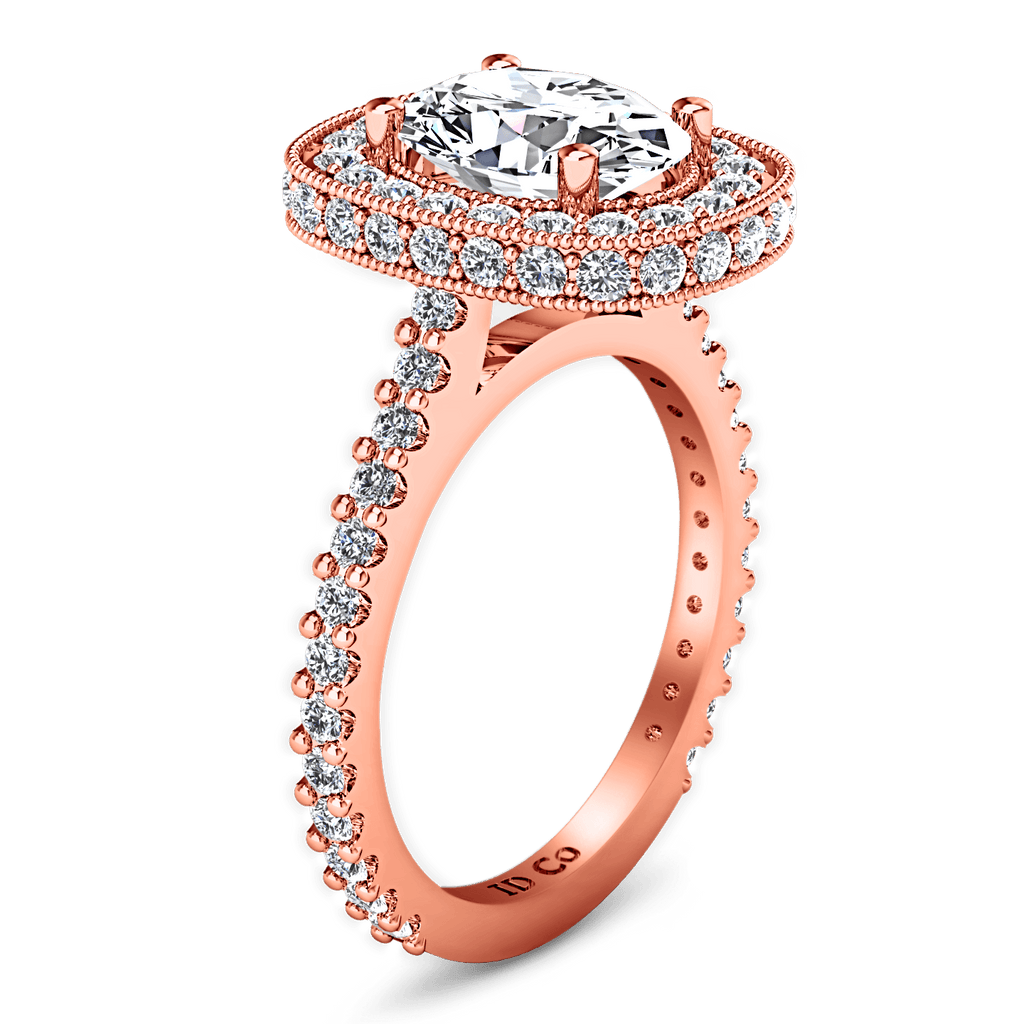 Halo Diamond Oval Engagement Ring Camille 14K Rose Gold engagement rings imaginediamonds 