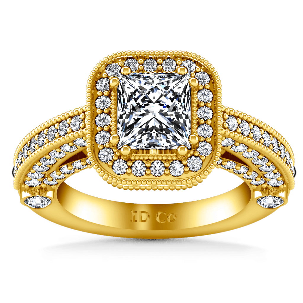 Halo Diamond Cushion Cut Engagement Ring Leilani 14K Yellow Gold engagement rings imaginediamonds 