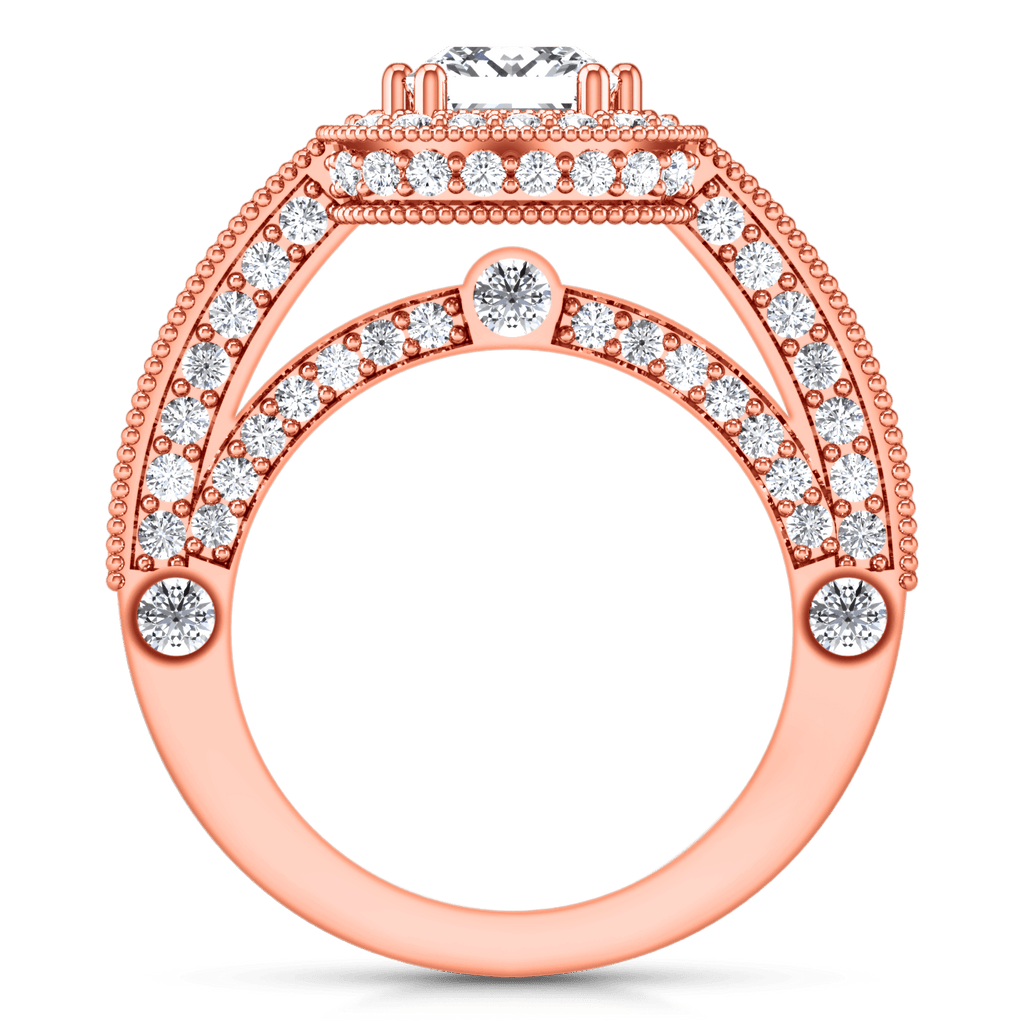Halo Diamond Cushion Cut Engagement Ring Leilani 14K Rose Gold engagement rings imaginediamonds 
