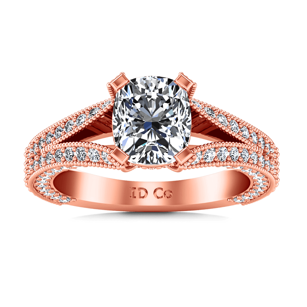Pave Diamond Cushion Cut Engagement Ring Zahra 14K Rose Gold engagement rings imaginediamonds 