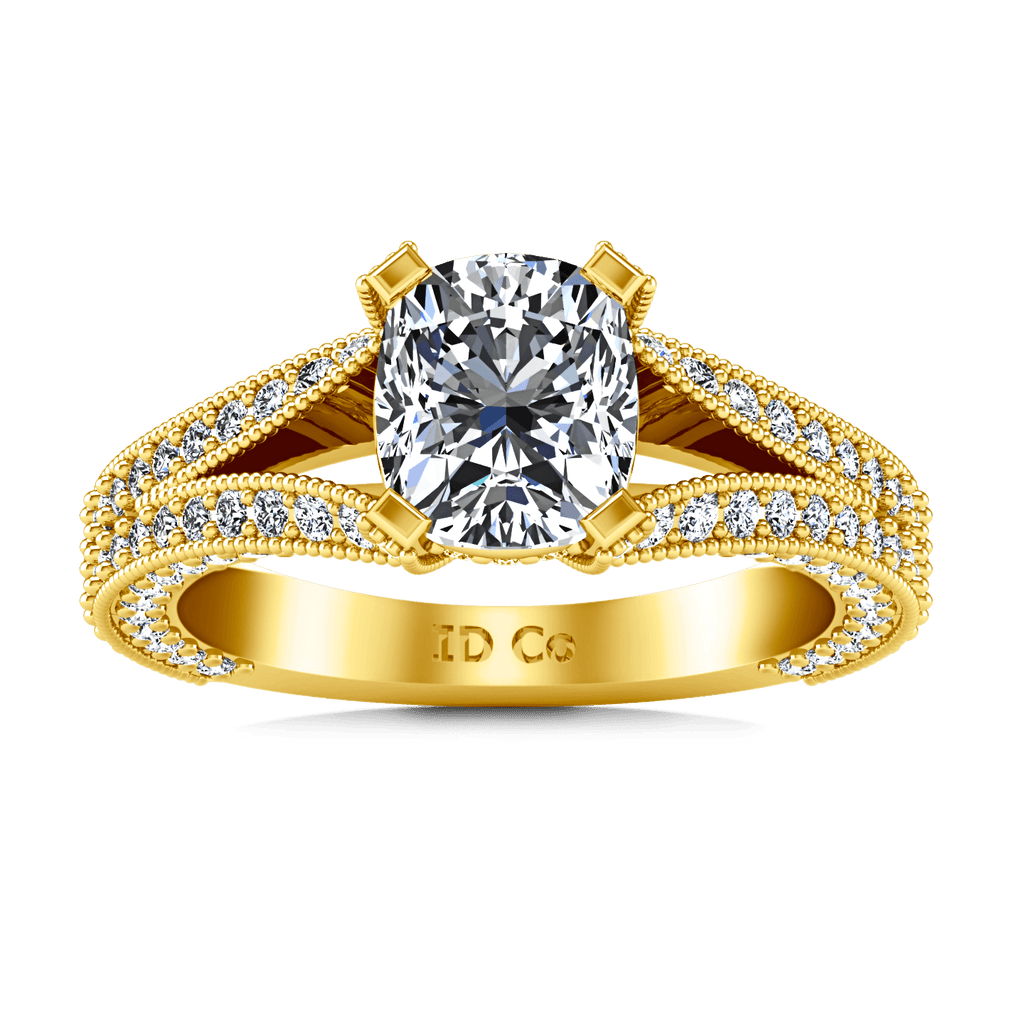 Pave Cushion Cut Engagement Ring Zahra 14K Yellow Gold, 0.25 / H / SI 1 Pave Cushion Cut Engagement Ring Zahra 14K Yellow Gold, 0.25 / H / SI 1